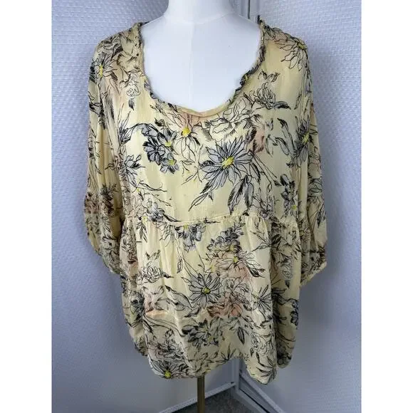 Tianello vintage Shelby boho Floral Babydoll Blouse XL Rayon $128 - Picture 8 of 11